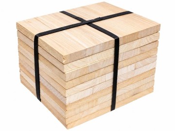 Brekkeplater i tre. 30 × 22,2 × 2 cm. Pakke med 10 stk.